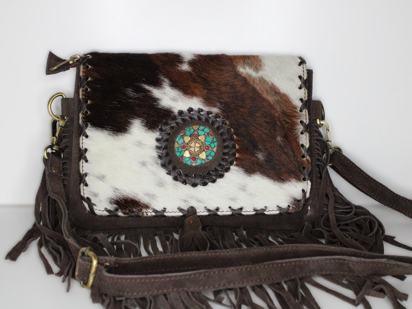 Crossbody Cowhide Top with Embossment
