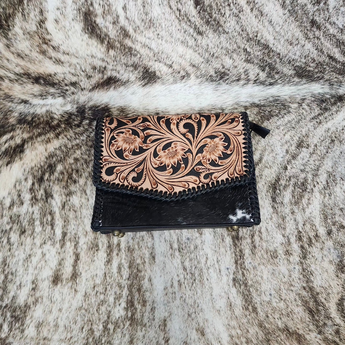 Tooled Leather Purse - Medium