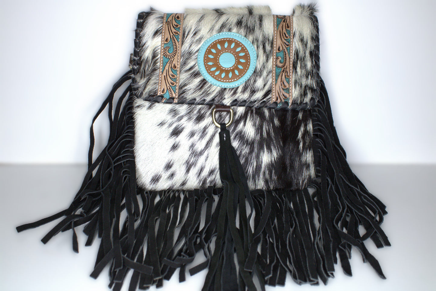 Crossbody Cowhide Front with Fringe & Leather design