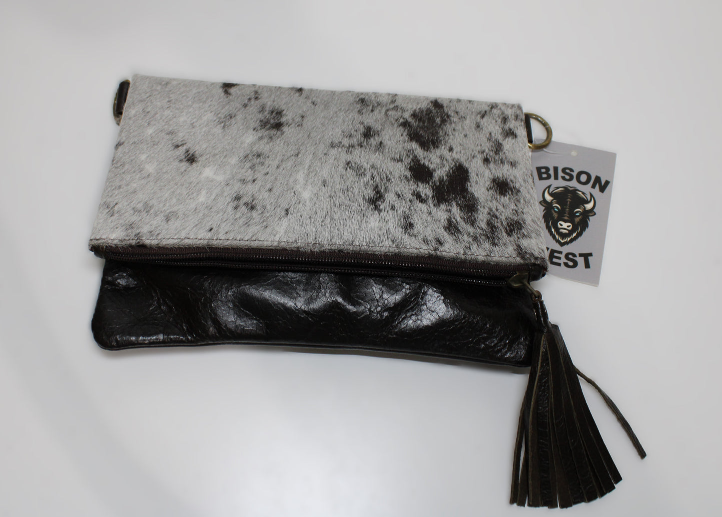 Crossbody Pouch with Cowhide Lid