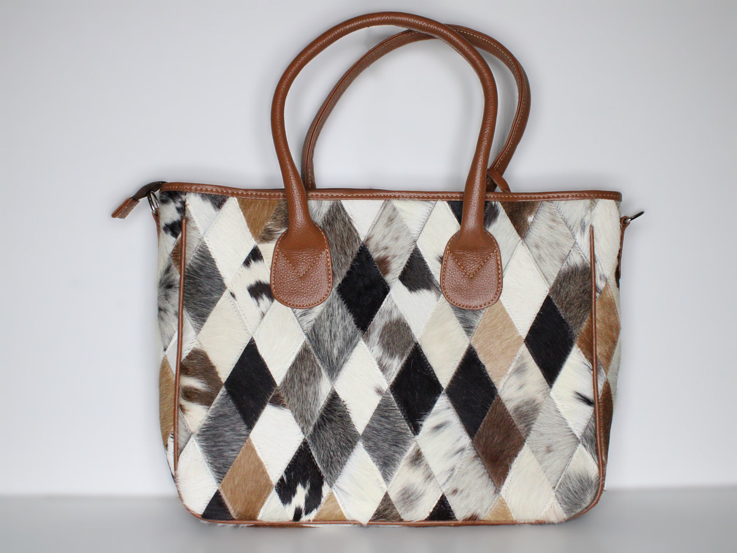 Cowhide Patchwork Bag - Large