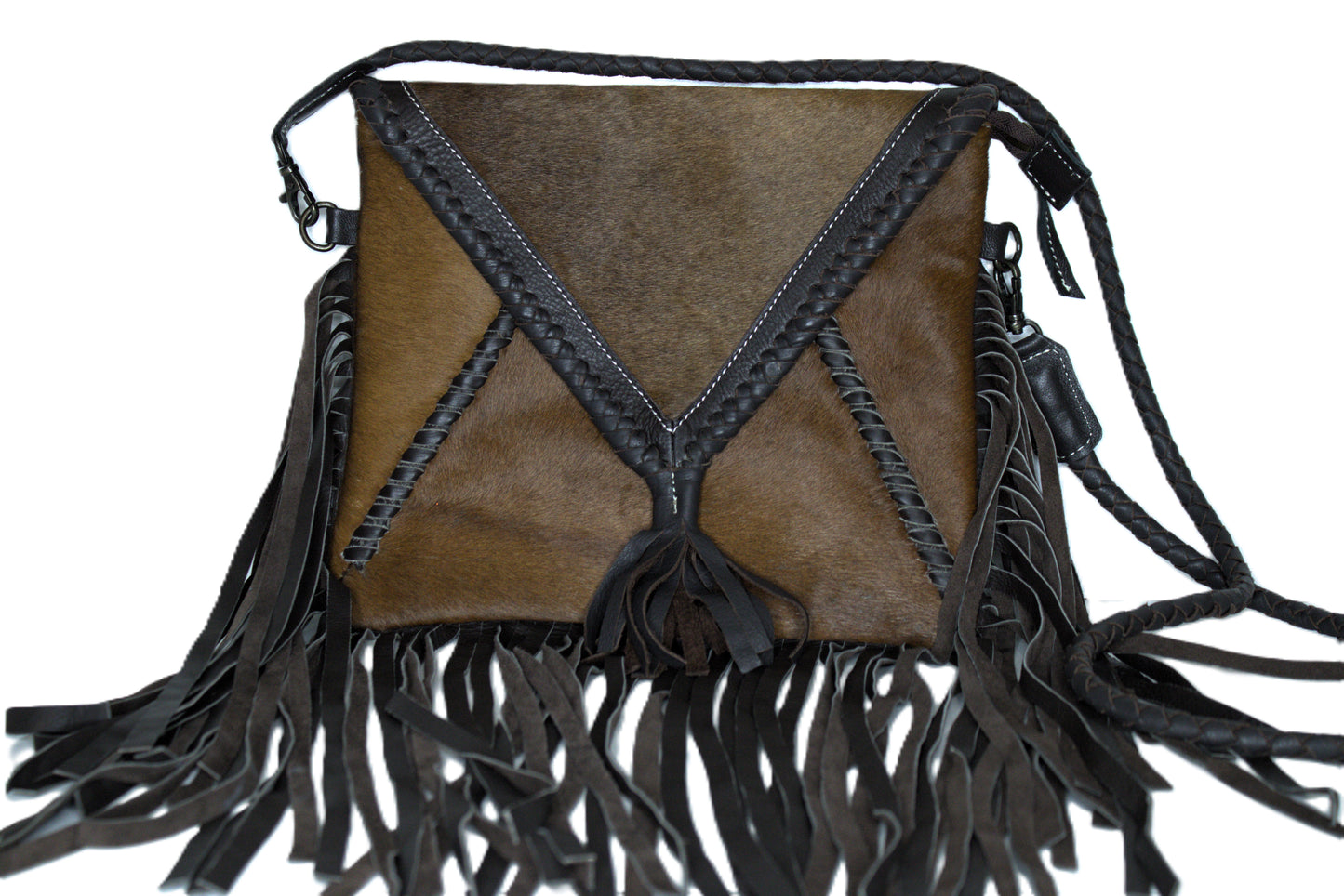 Crossbody Braided Leather & Cowhide