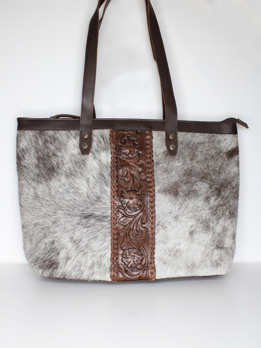 Cowhide Front with Tooled Leather - Large