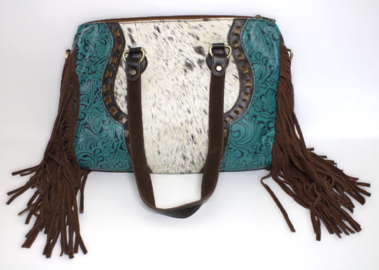 Crossbody Teal Leather and Fringe