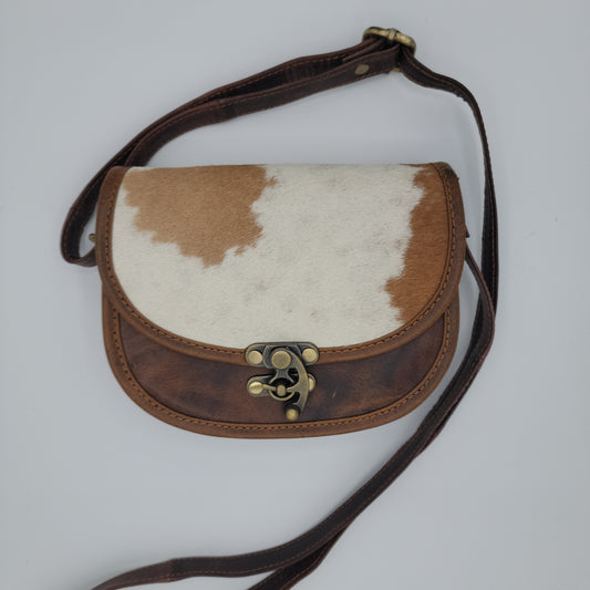 Crossbody Leather Purse with Brass Latch