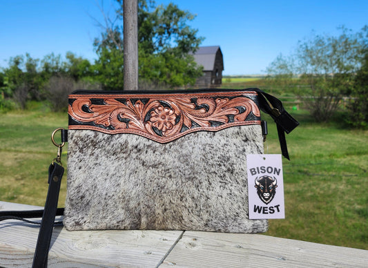 Crossbody Cowhide with Leather Tooled Top