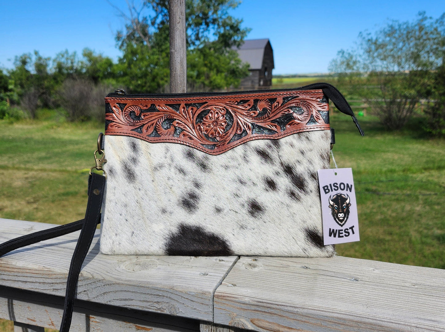 Crossbody Cowhide with Leather Tooled Top