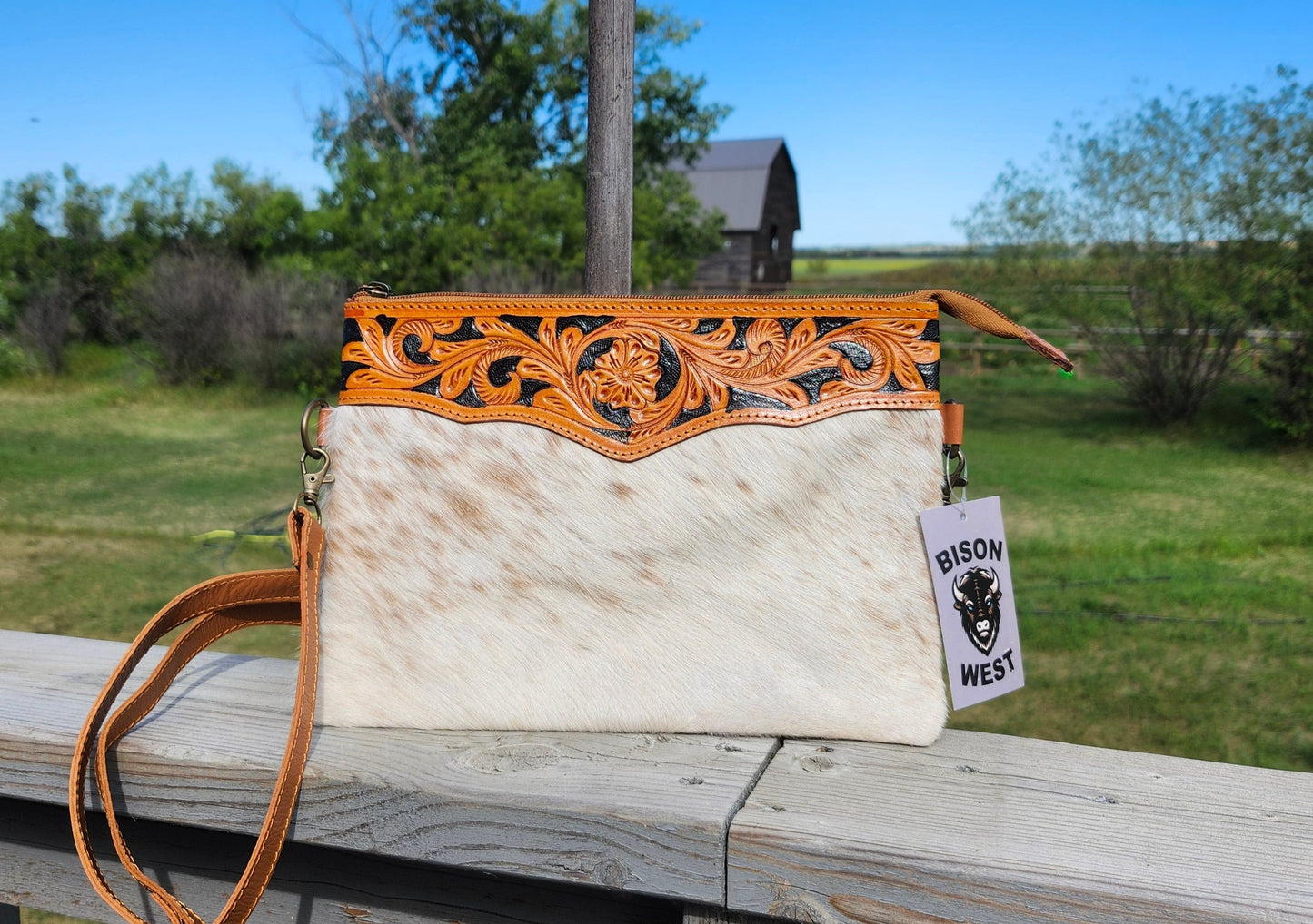 Crossbody Cowhide with Leather Tooled Top