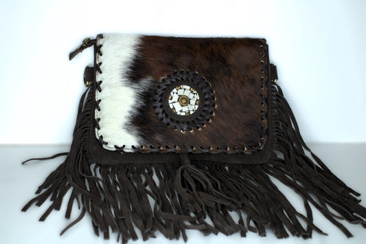 Crossbody Cowhide Top with Embossment