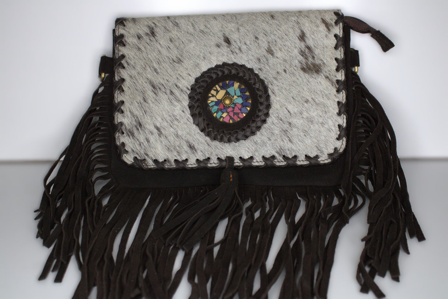 Crossbody Cowhide Top with Embossment