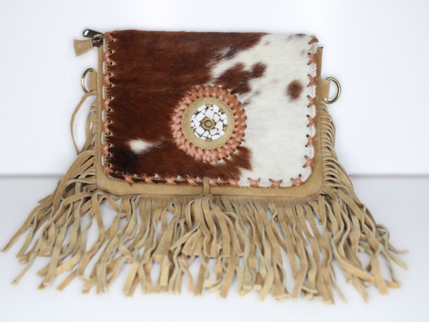 Crossbody Cowhide Top with Embossment