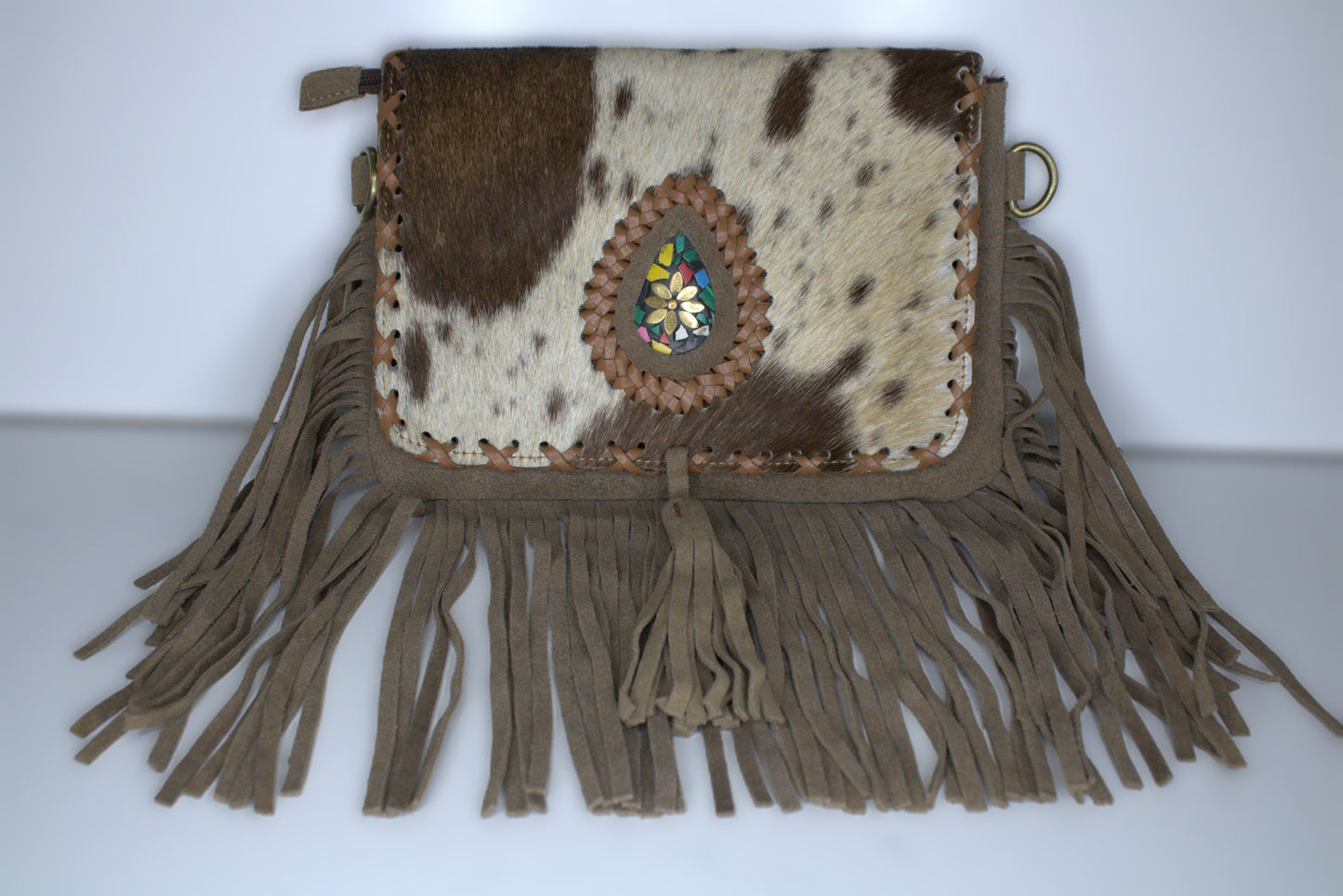 Crossbody Cowhide Top with Embossment