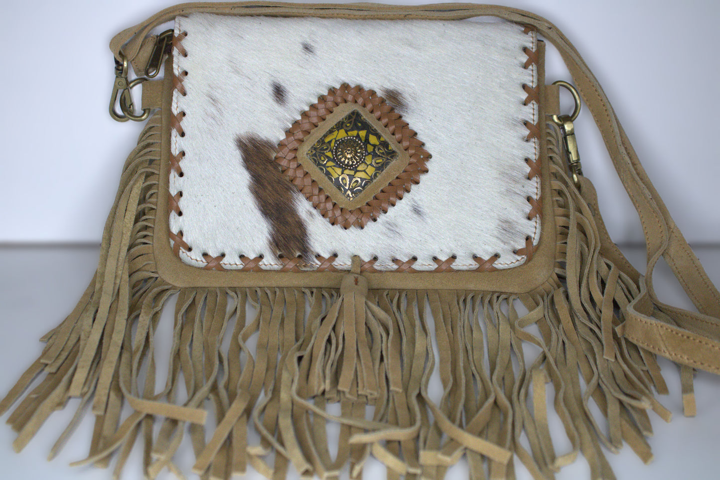 Crossbody Cowhide Top with Embossment