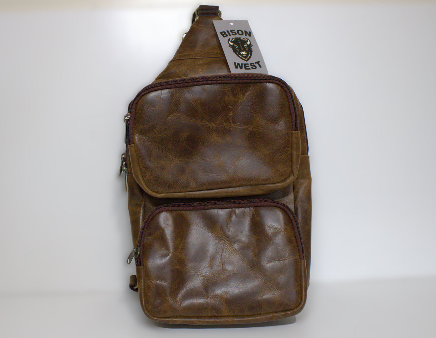 Leather Backpack with Front Pockets