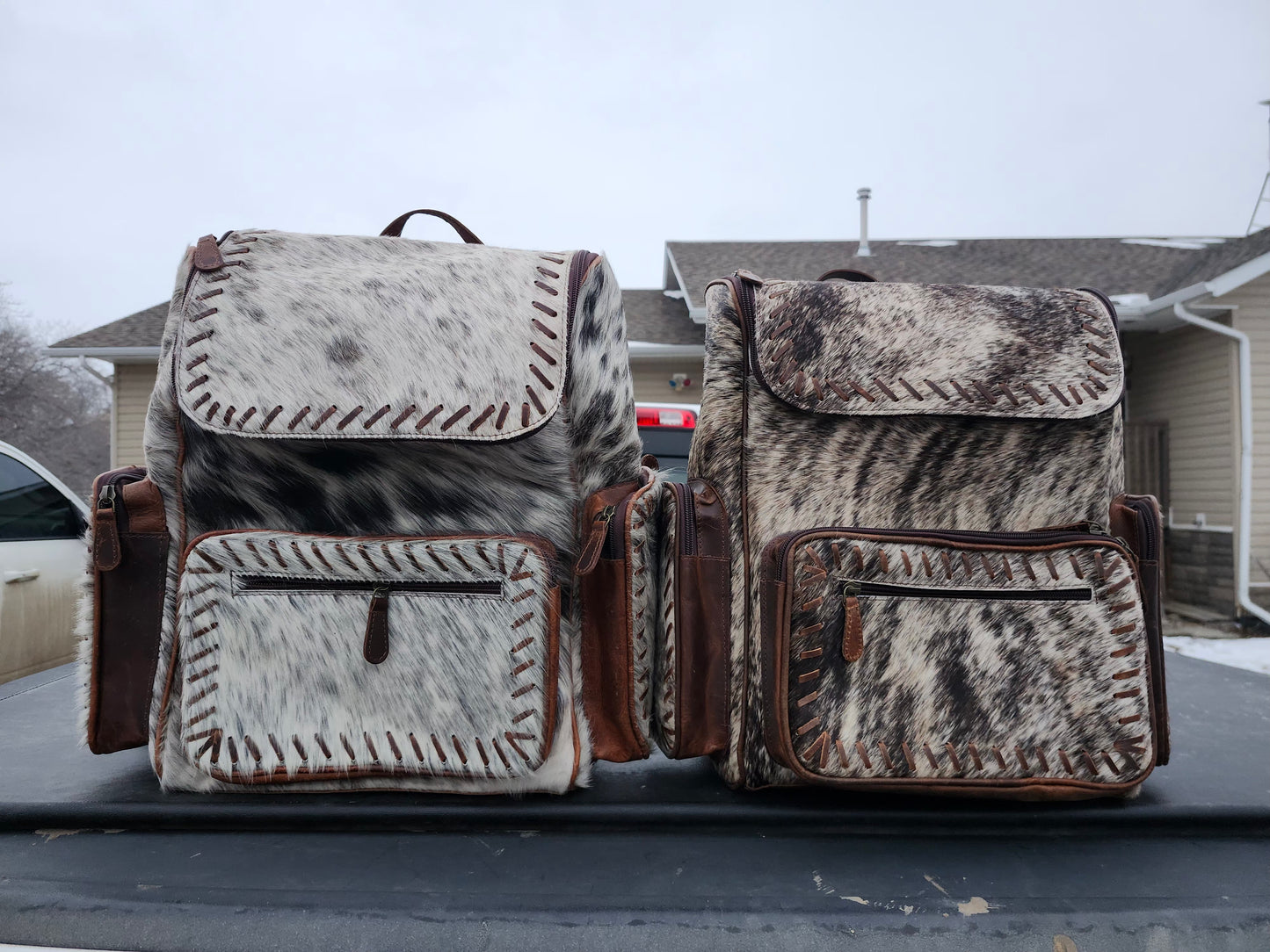 Leather Tooled "Diaper" Bag
