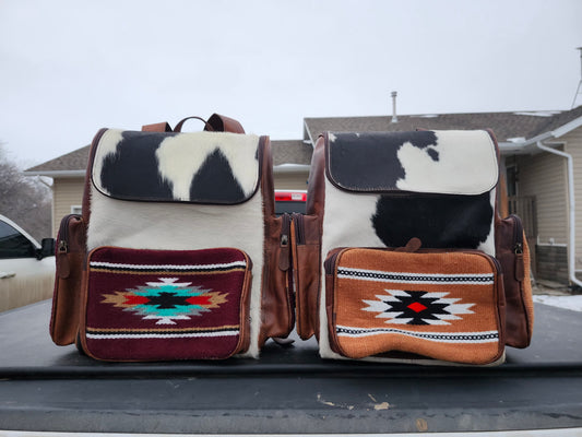 Leather Tooled "Diaper" Bag